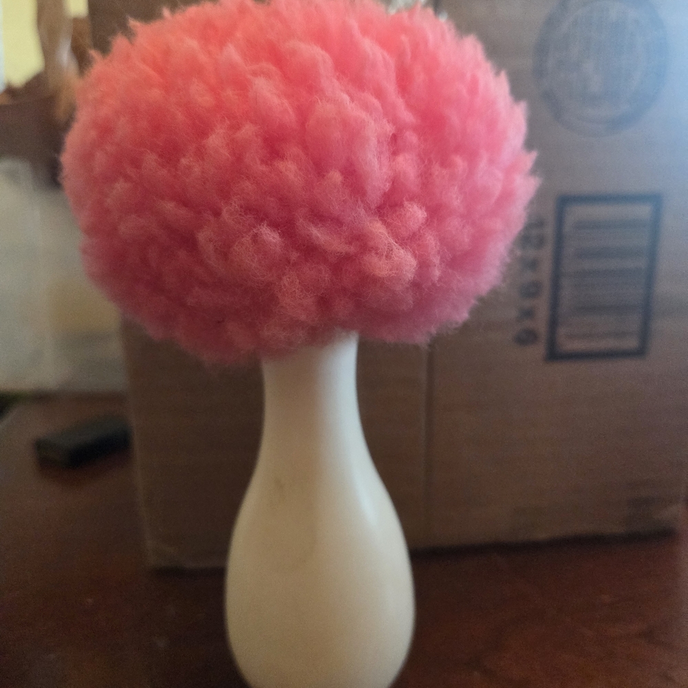 Vibrant Pink Fluffy Duster with White Handle